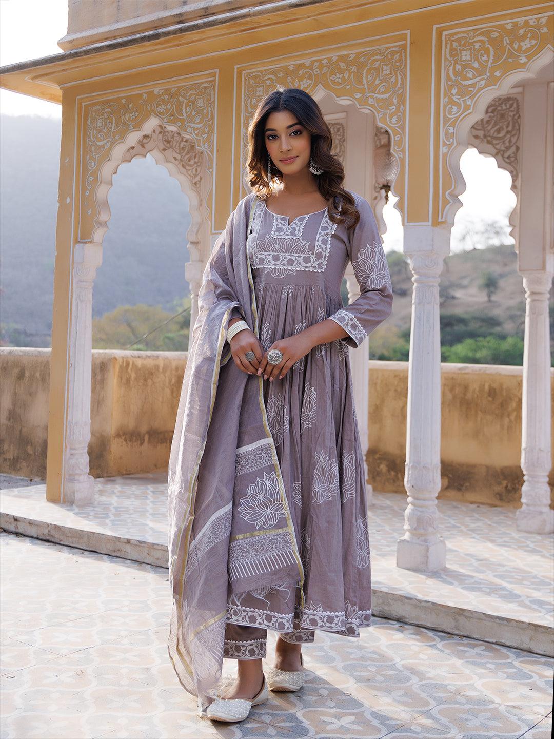 High Rise Grey Kurta Set - Uboric