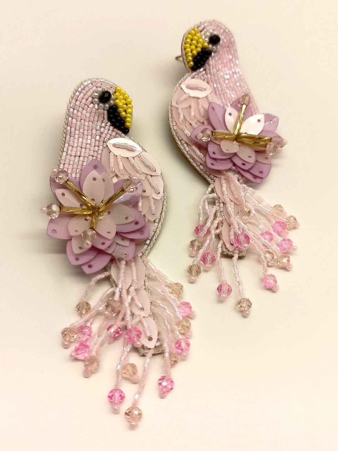 Irina Pink Bird Handmade Earrings - Uboric