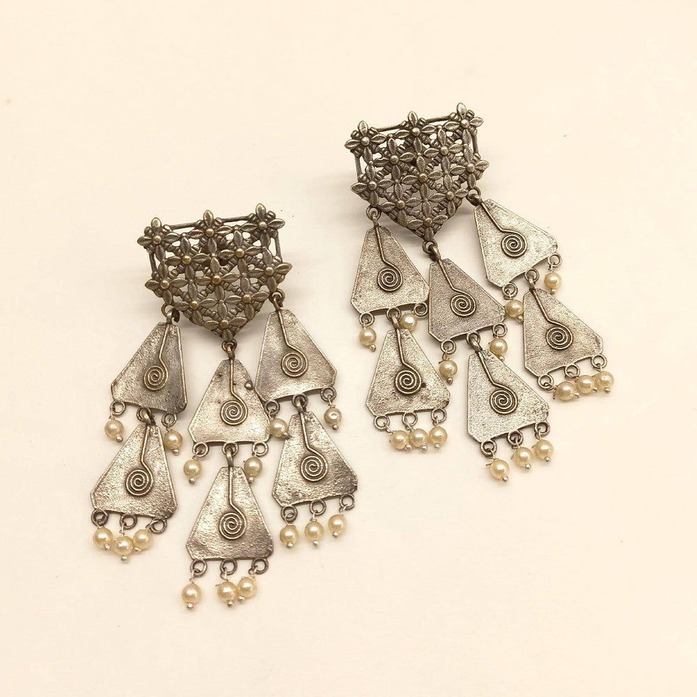 Keesha Pearl Oxidized Earrings - Uboric