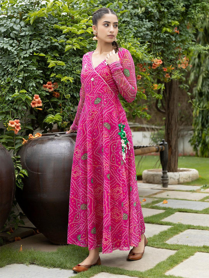 Kiki Pink Leheriya Kurta - Uboric