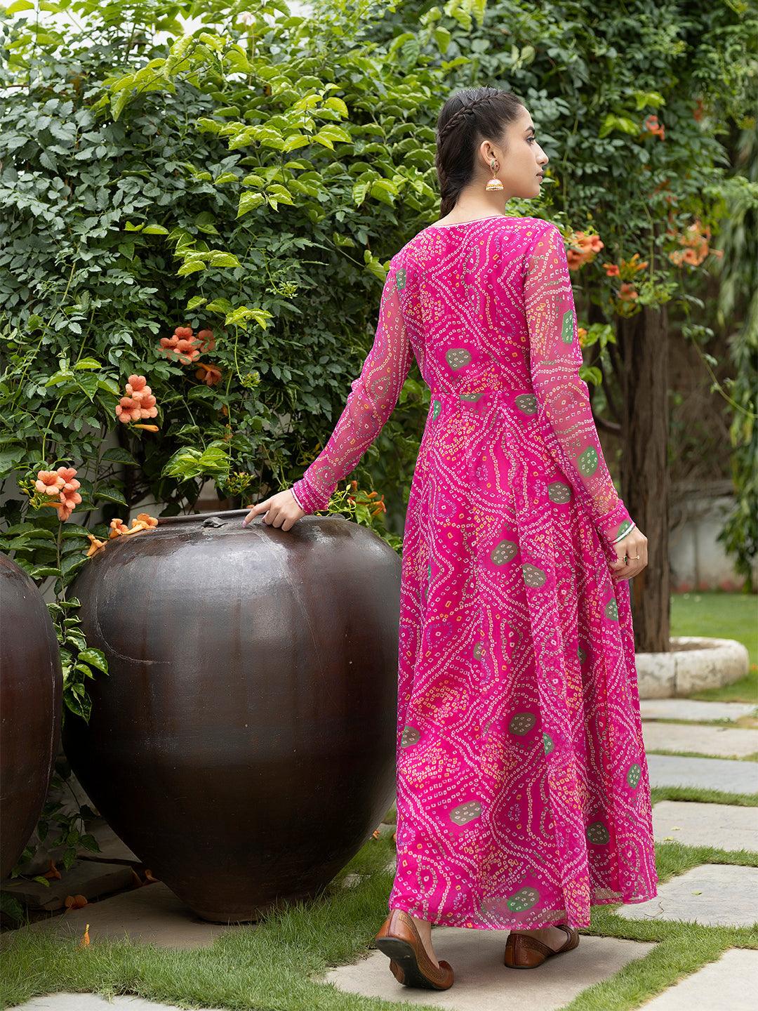 Kiki Pink Leheriya Kurta - Uboric