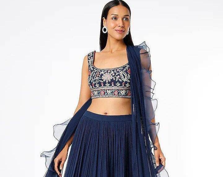 Lehenga Choli Embroidered Attractive Party Wear Silk Lehenga Choli for Women ,wedding Lehenga Choli Semistitched Lehenga, Floral Skirts - Uboric