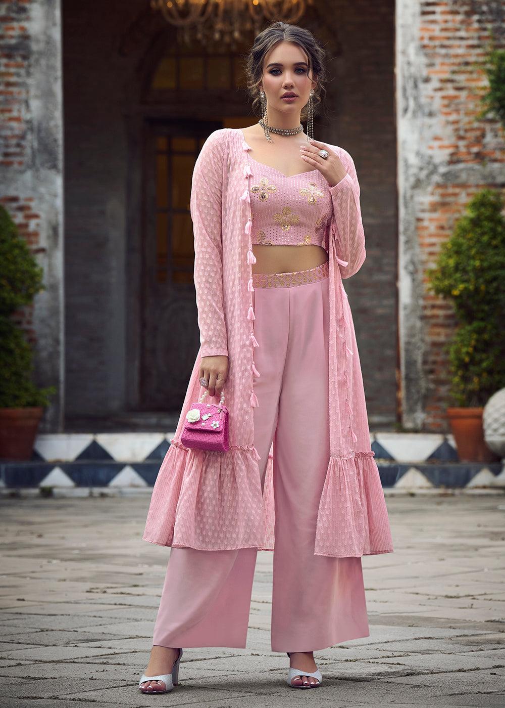 Lovely Dusty Pink Exclusive Koti Style Co-Ords Palazzo Suit - Uboric