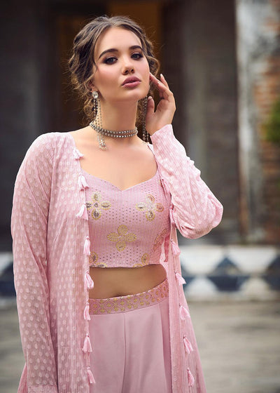 Lovely Dusty Pink Exclusive Koti Style Co-Ords Palazzo Suit - Uboric