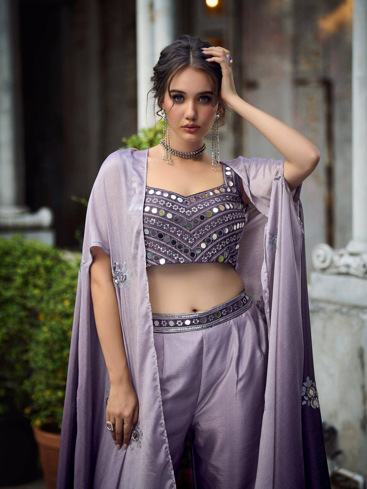 Lovely Purple Exclusive Koti Style Co-Ords Palazzo Suit - Uboric