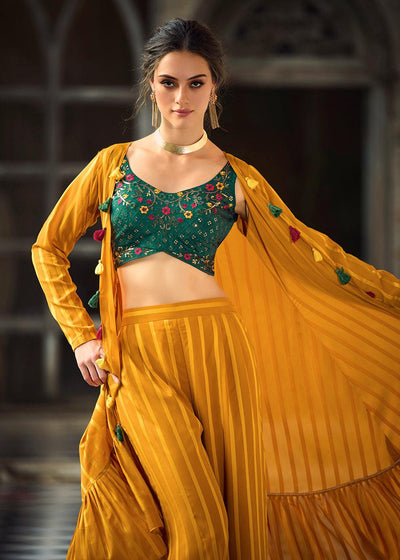 Lovely Yellow Exclusive Koti Style Co-Ords Palazzo Suit - Uboric