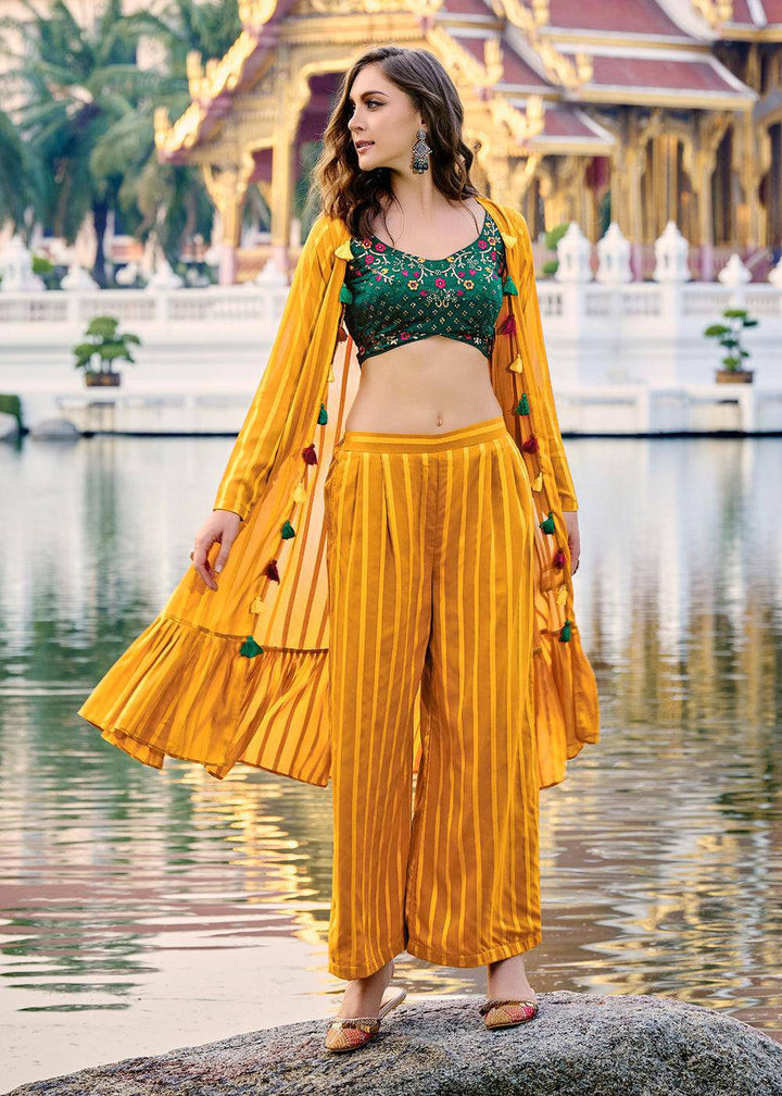 Lovely Yellow Exclusive Koti Style Co-Ords Palazzo Suit - Uboric