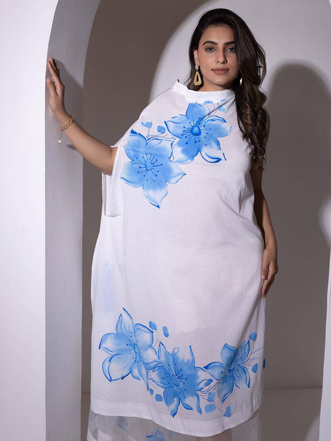 Lucent White Brush Paint Dress - Uboric