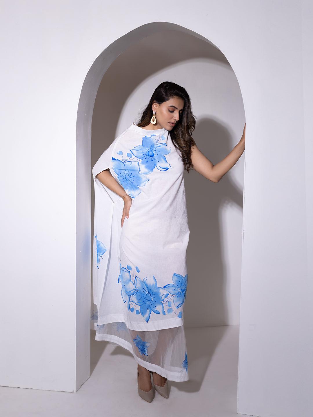 Lucent White Brush Paint Dress - Uboric