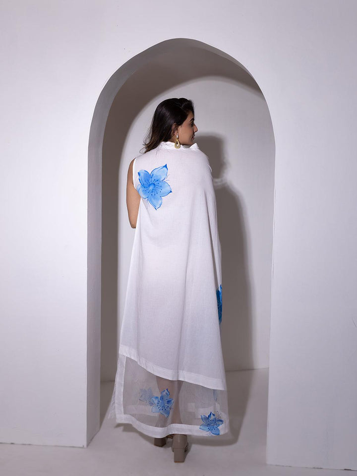 Lucent White Brush Paint Dress - Uboric