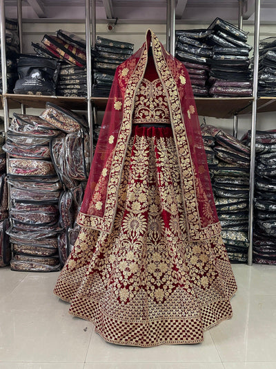 Maroon Sabyasachi Designer Lehenga Choli with high embroidery Coding work Wedding lehenga choli party wear lehenga choli Indian Women (Fully Stitched) - Uboric