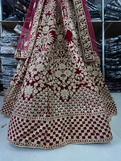 Maroon Sabyasachi Designer Lehenga Choli with high embroidery Coding work Wedding lehenga choli party wear lehenga choli Indian Women (Fully Stitched) - Uboric