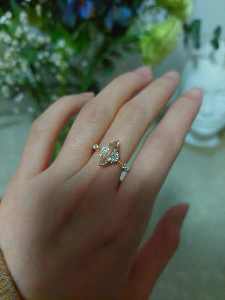 Marquise moissanite ring, moissanite solitaire ring, Sterling Silver 925, Gemstone Ring,engagement ring,Promise Ring - Uboric