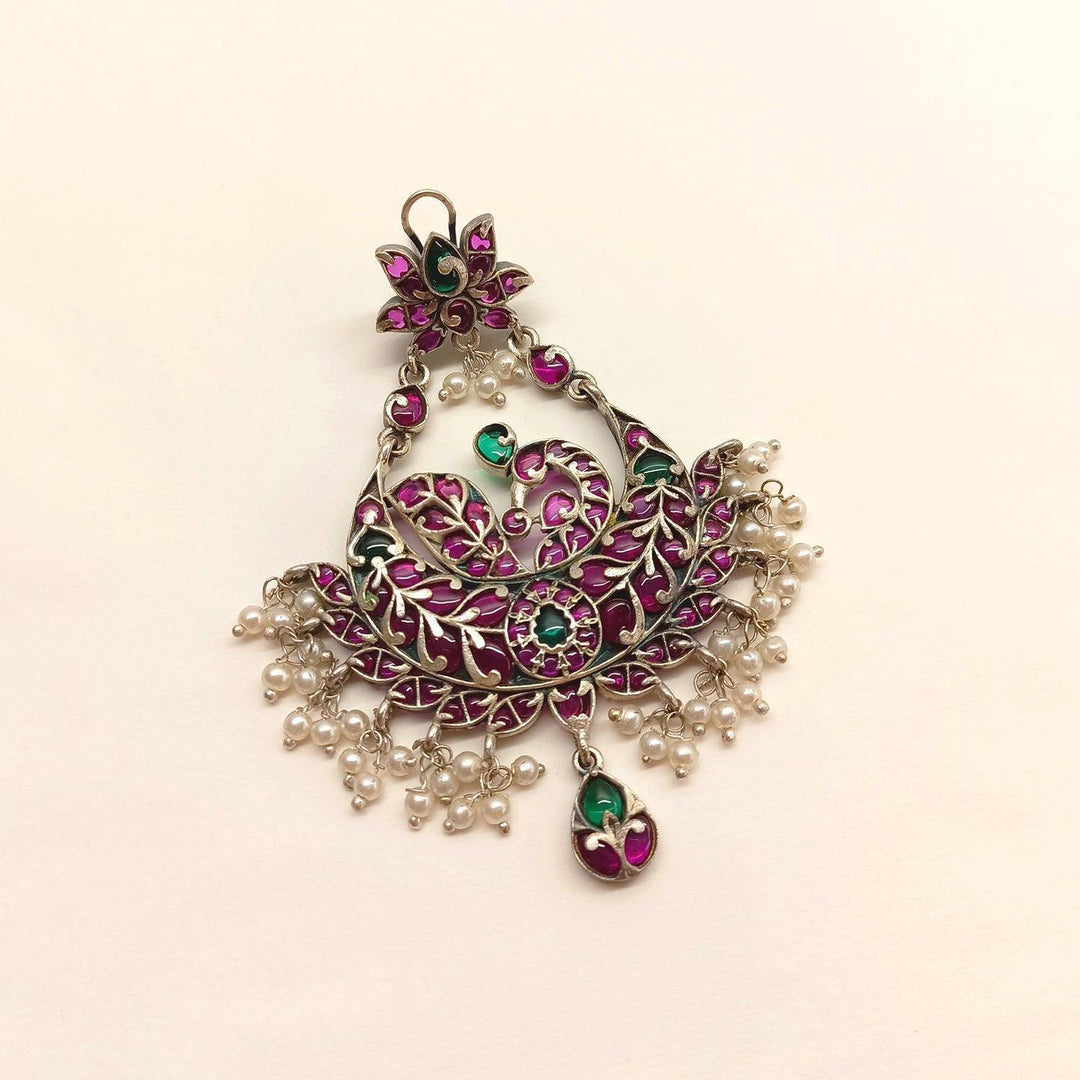 Maryam Oxidised Ruby Green Chandbalis - Uboric