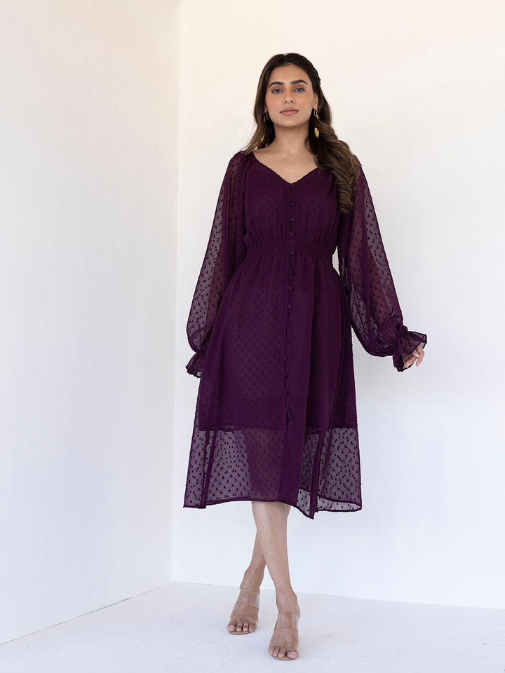 Mauve Wine Midi Dress - Uboric