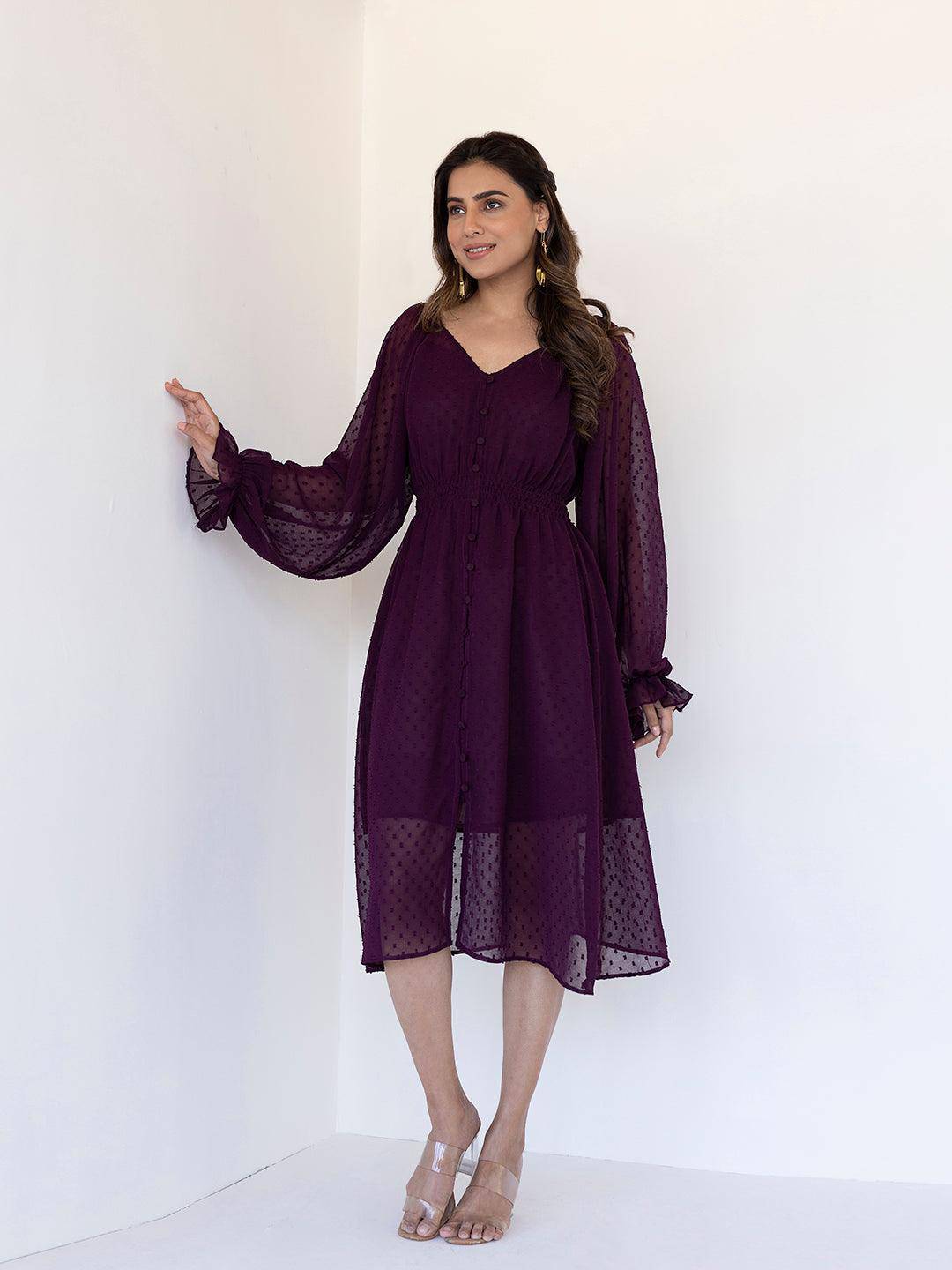 Mauve Wine Midi Dress - Uboric