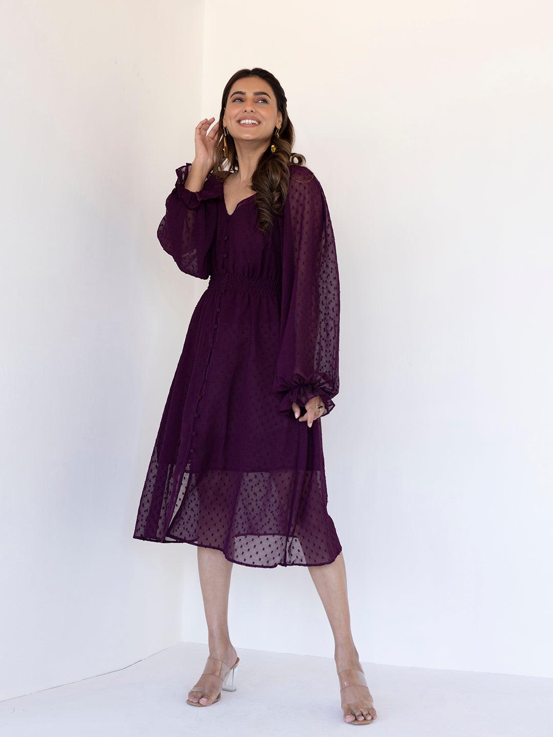 Mauve Wine Midi Dress - Uboric