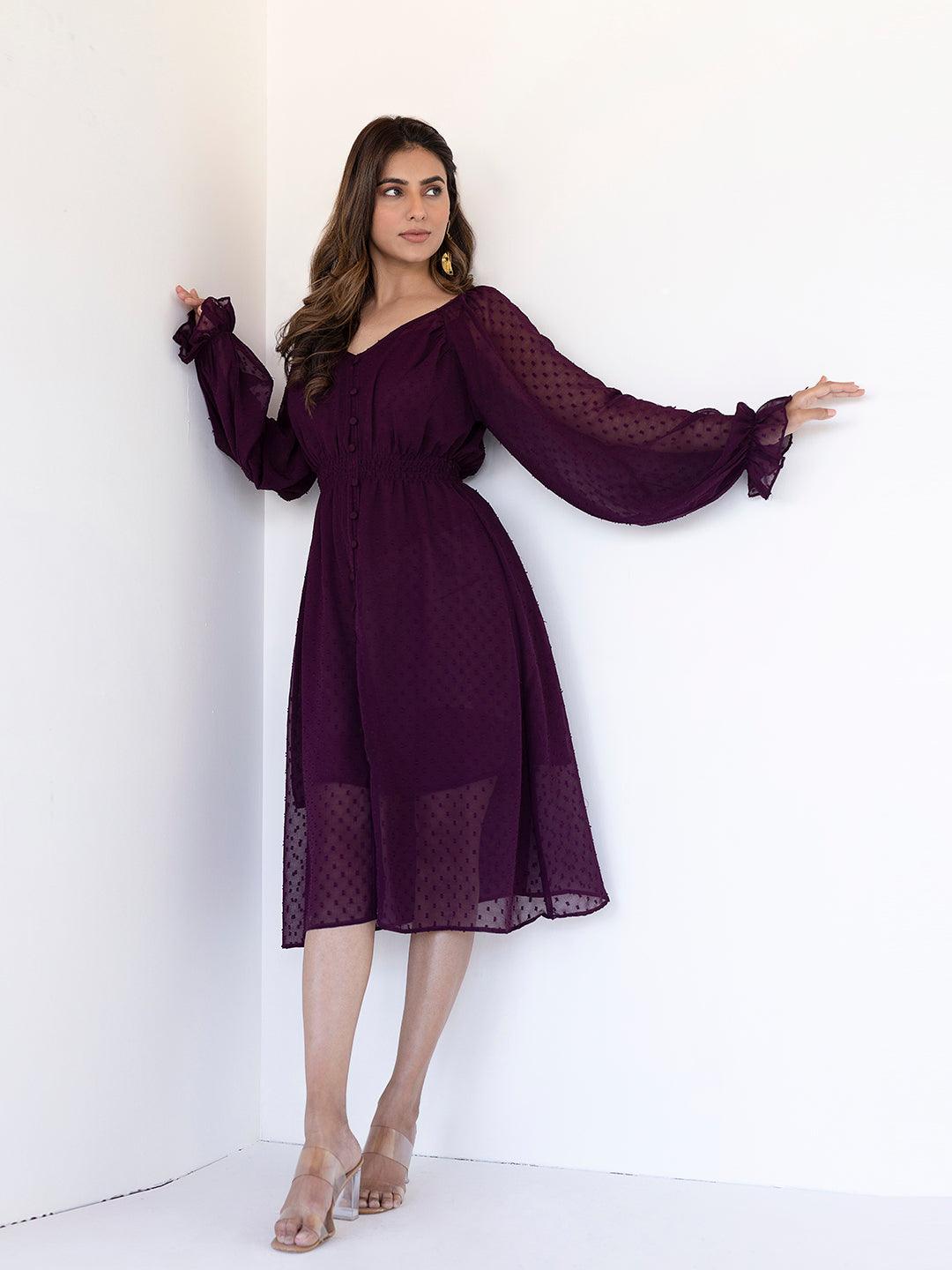 Mauve Wine Midi Dress - Uboric