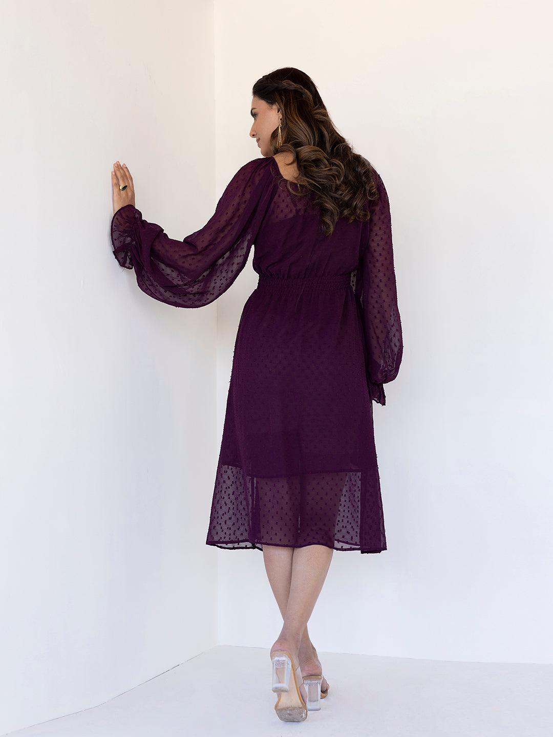 Mauve Wine Midi Dress - Uboric