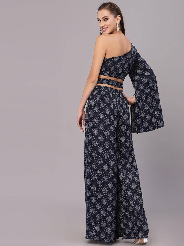 Navy-Blue Printed Co-Ord Set - Uboric