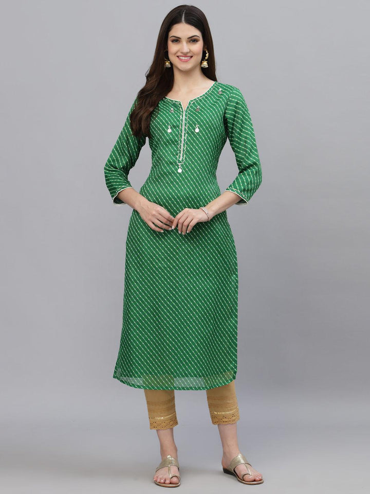 Pri Green Leheriya Kurta - Uboric