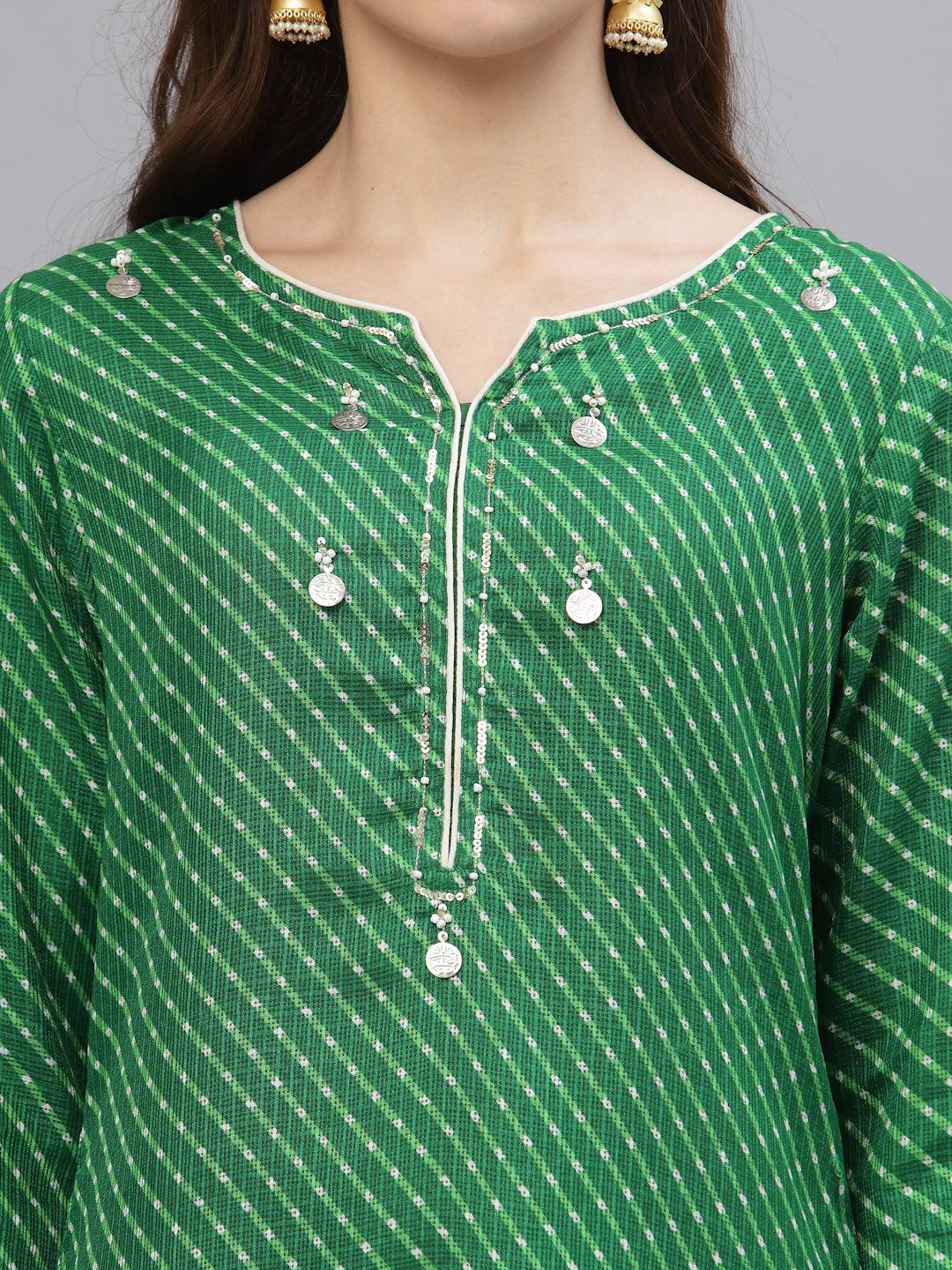 Pri Green Leheriya Kurta - Uboric