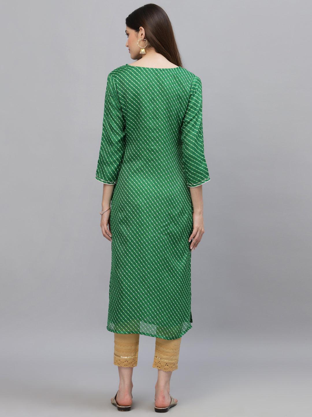 Pri Green Leheriya Kurta - Uboric