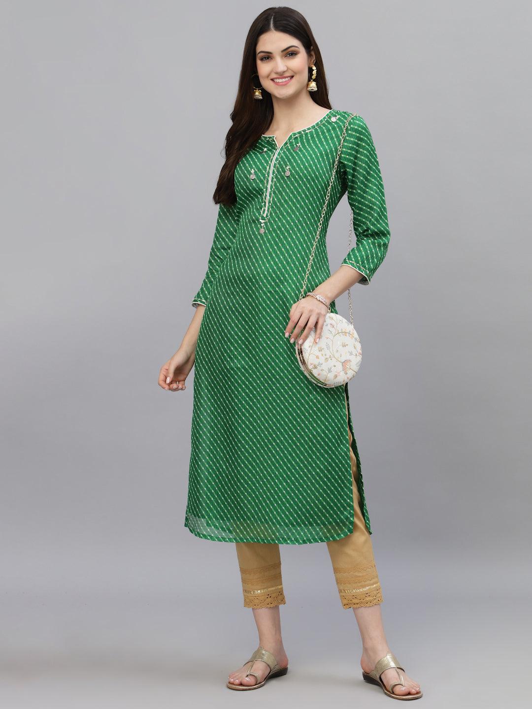 Pri Green Leheriya Kurta - Uboric