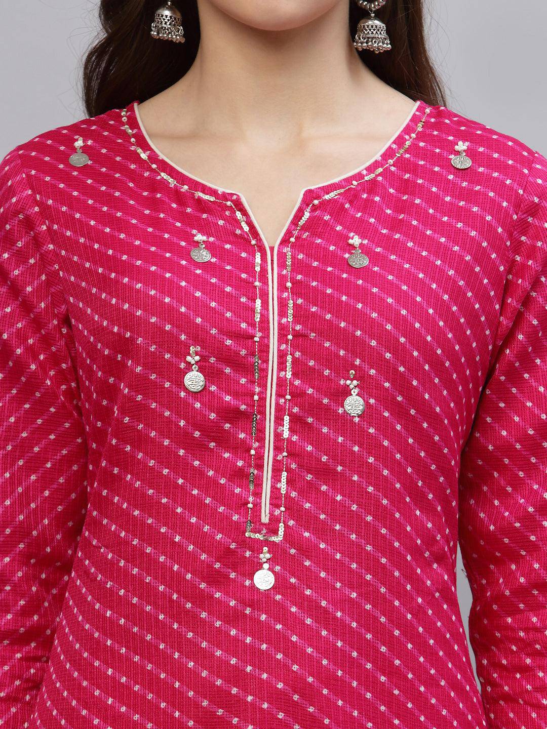 Pri Pink Leheriya Kurta - Uboric