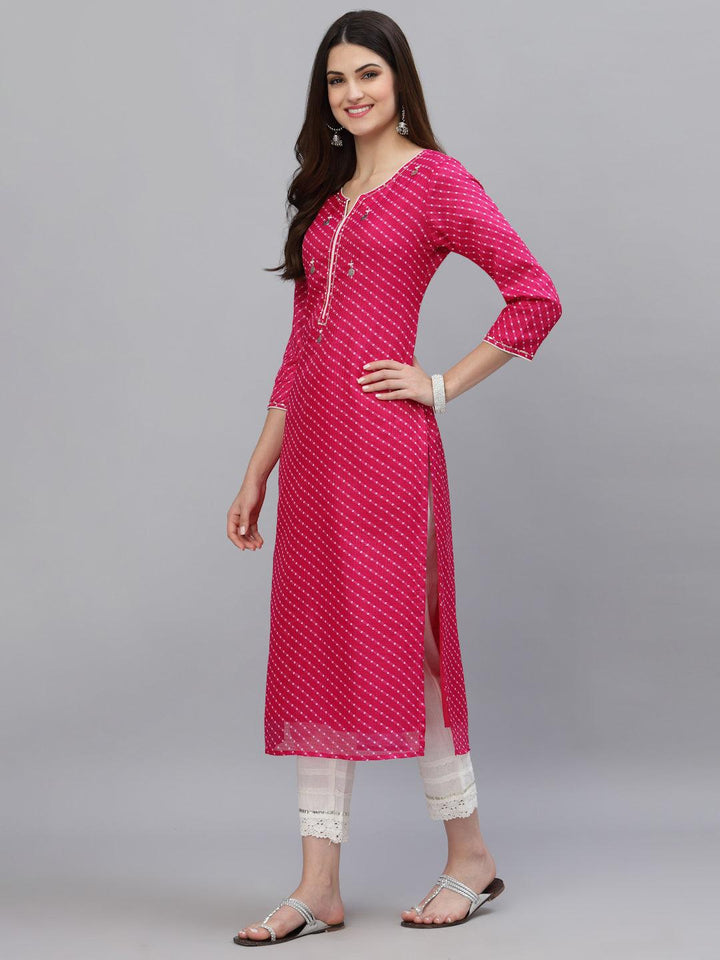 Pri Pink Leheriya Kurta - Uboric