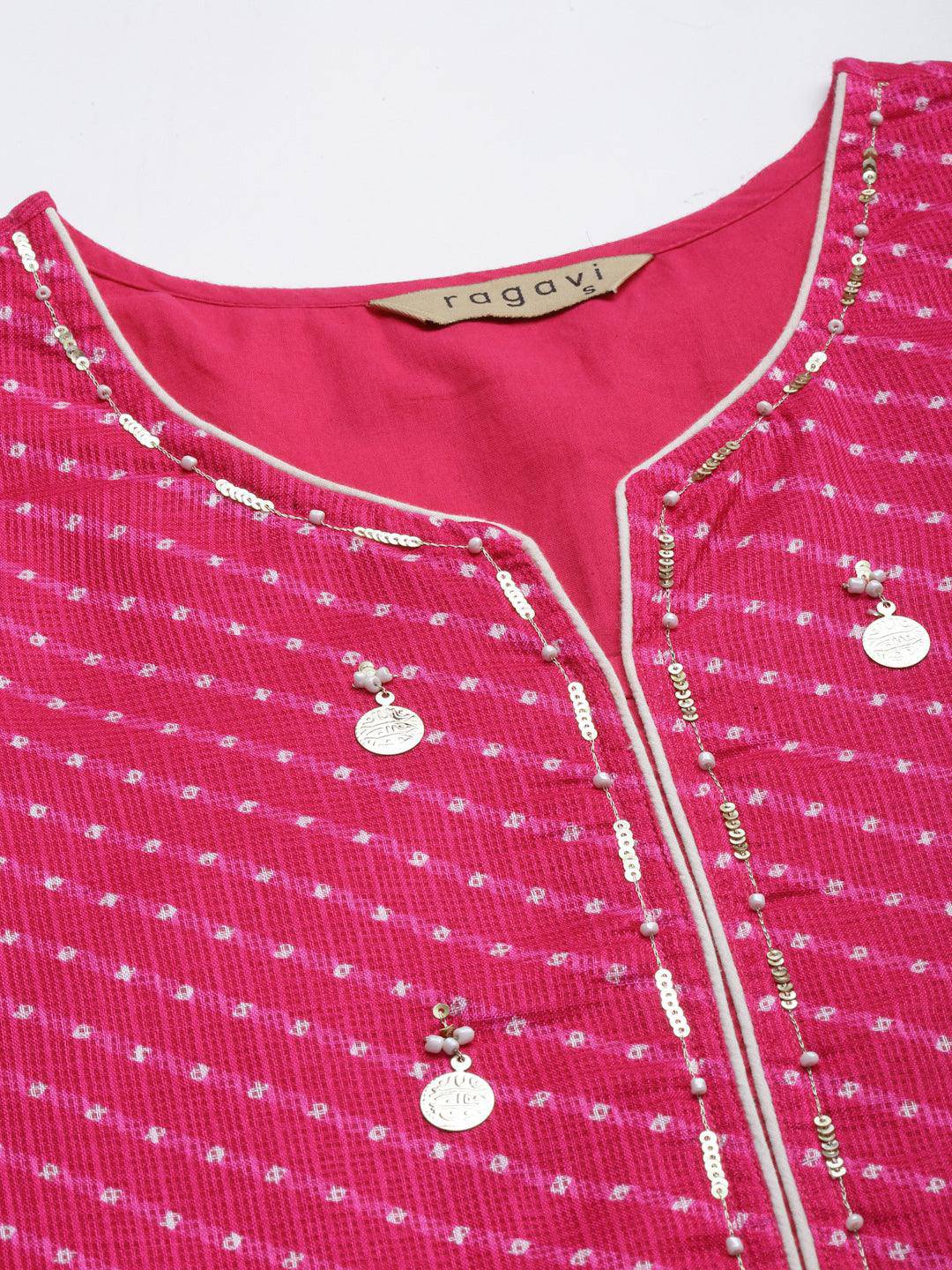 Pri Pink Leheriya Kurta - Uboric