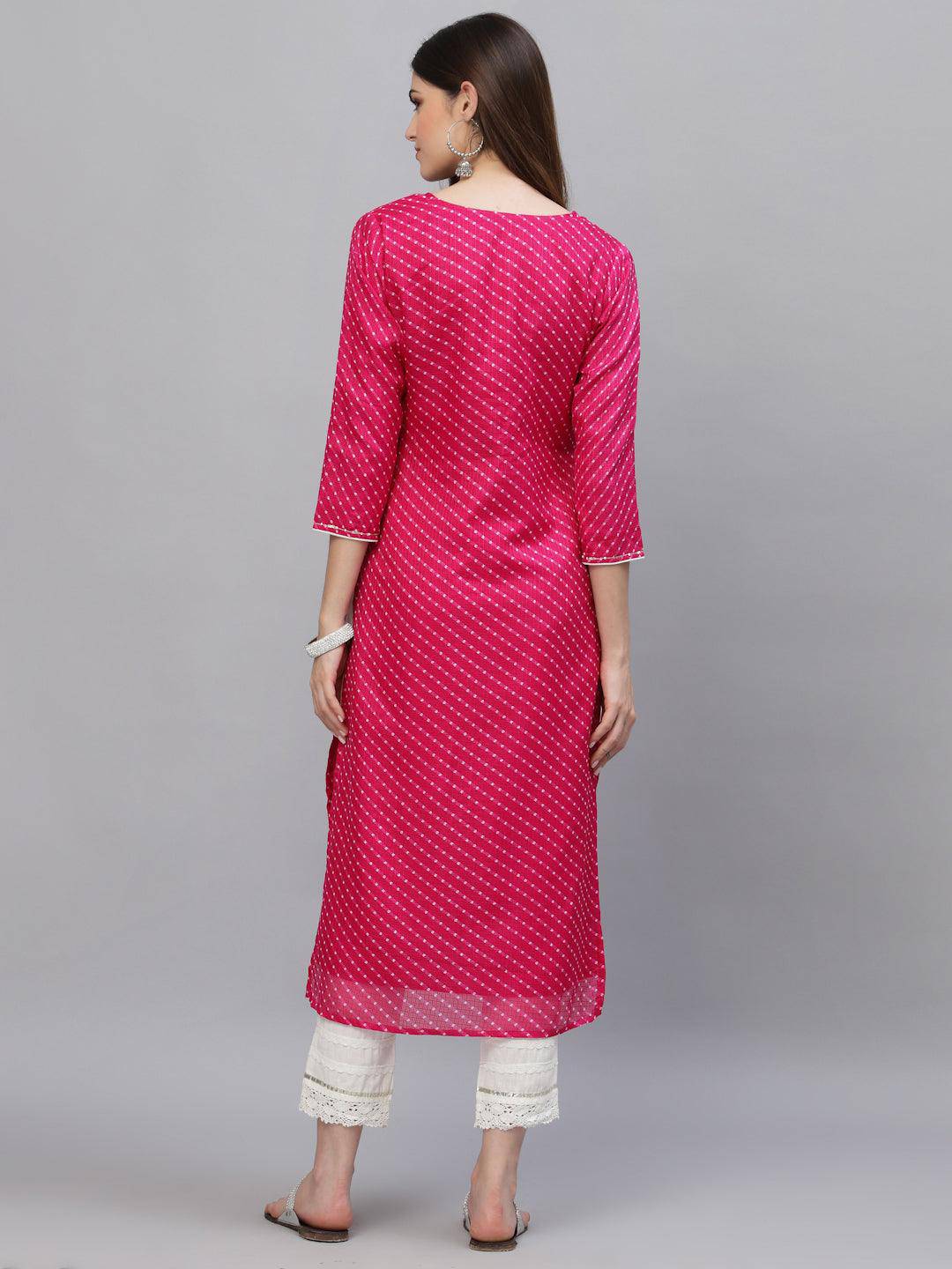 Pri Pink Leheriya Kurta - Uboric