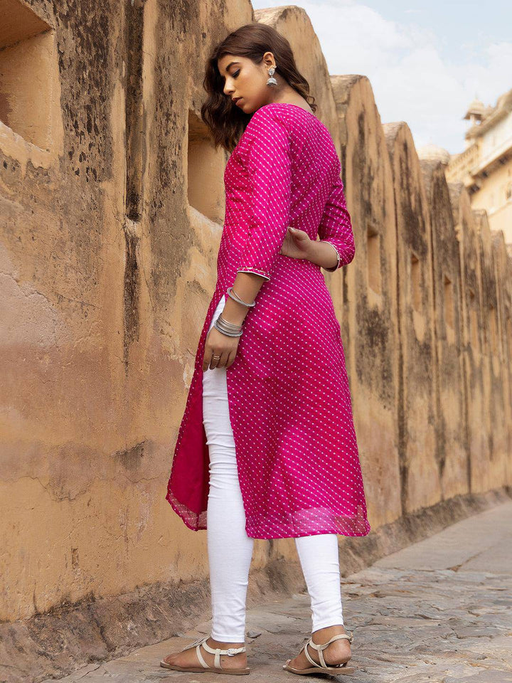 Pri Pink Leheriya Kurta - Uboric