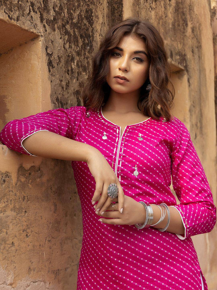 Pri Pink Leheriya Kurta - Uboric