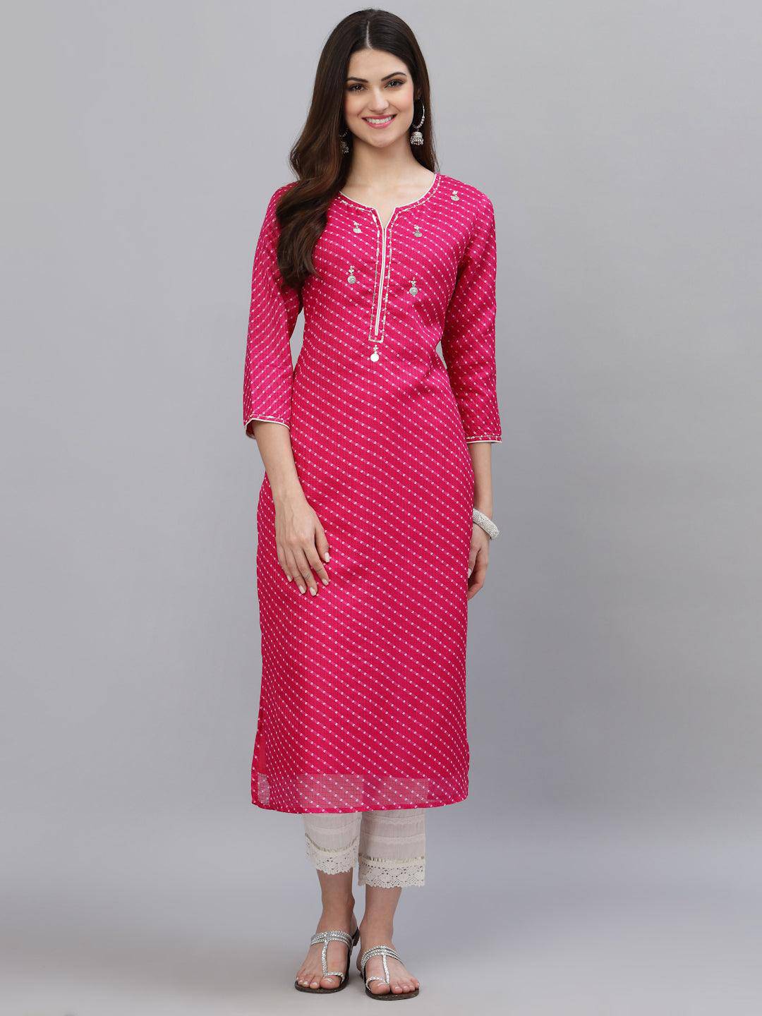 Pri Pink Leheriya Kurta - Uboric