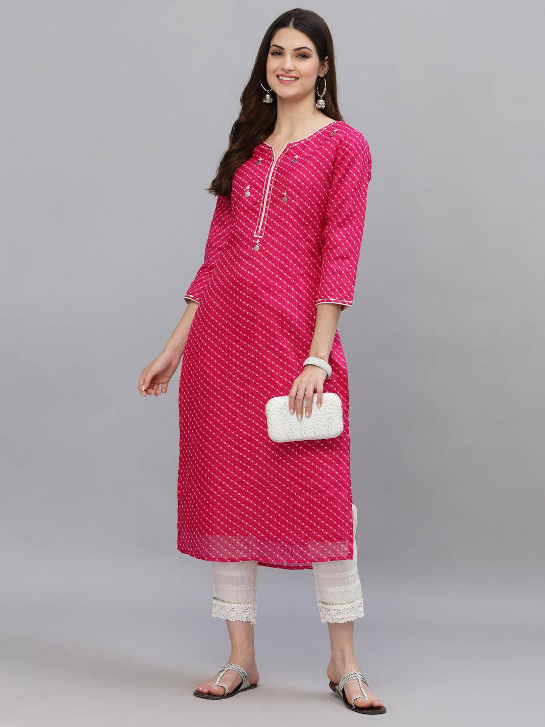 Pri Pink Leheriya Kurta - Uboric