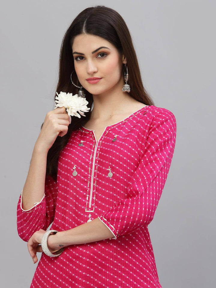 Pri Pink Leheriya Kurta - Uboric