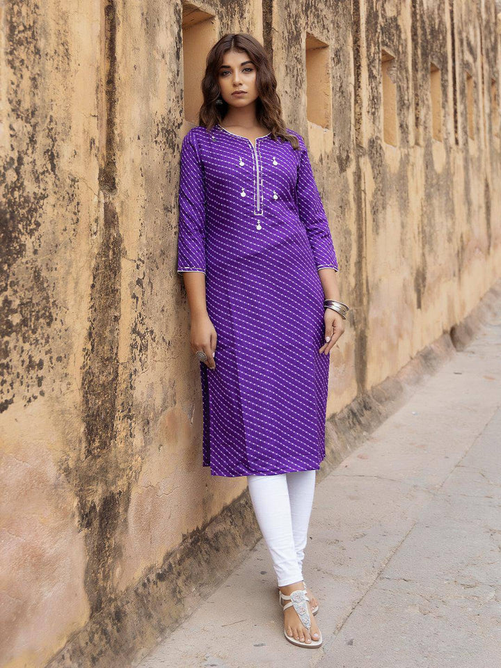 Pri Purple Leheriya Kurta - Uboric