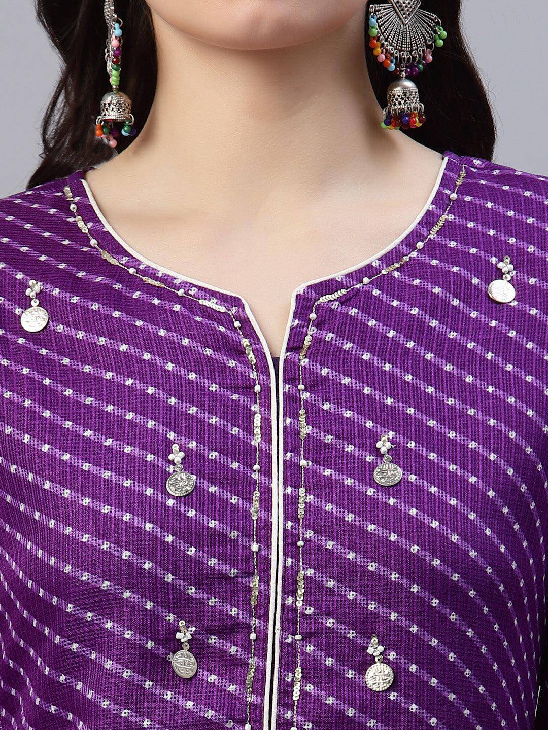 Pri Purple Leheriya Kurta - Uboric