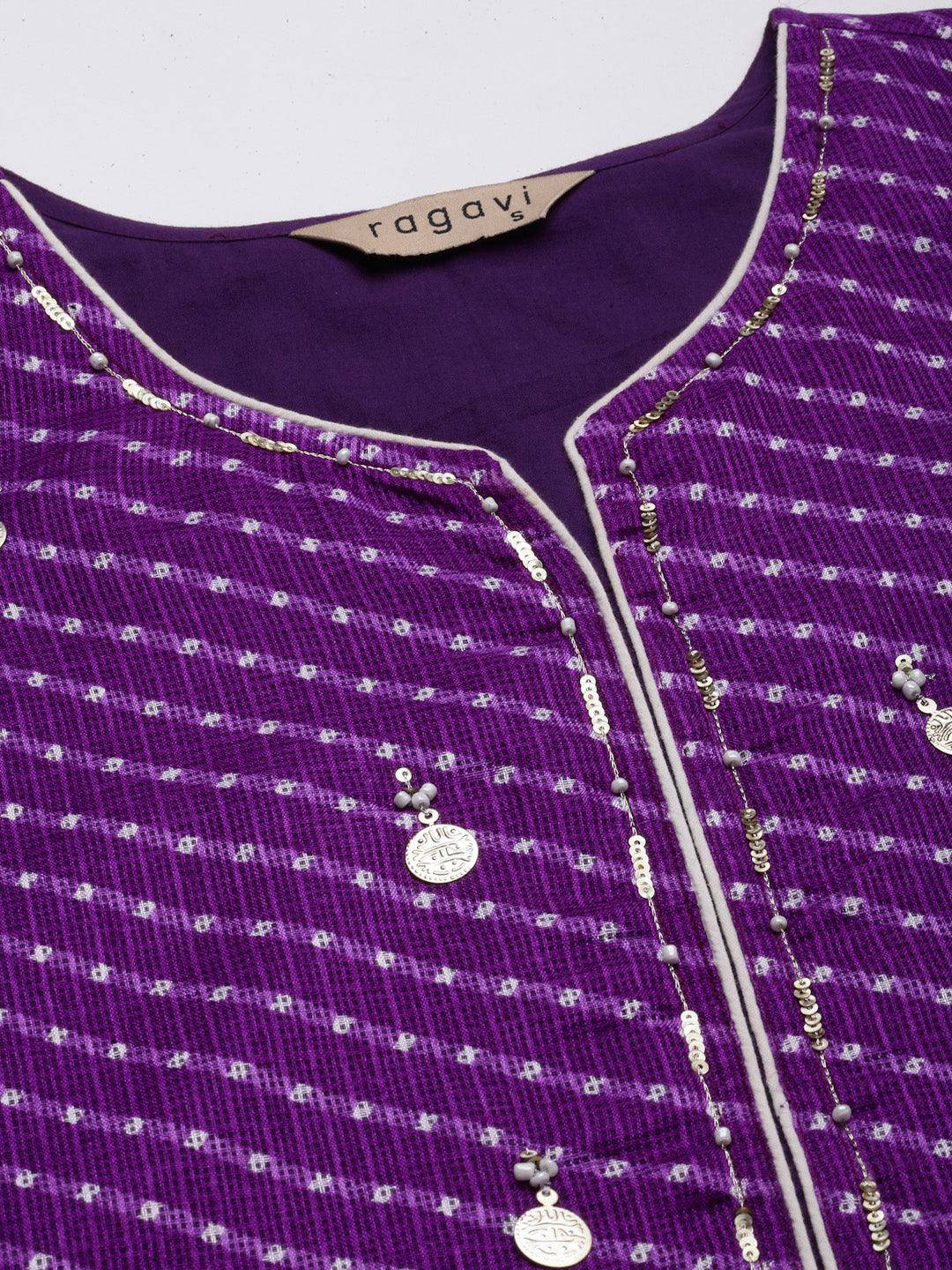 Pri Purple Leheriya Kurta - Uboric