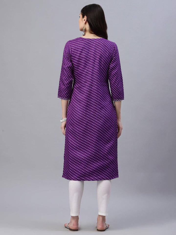 Pri Purple Leheriya Kurta - Uboric