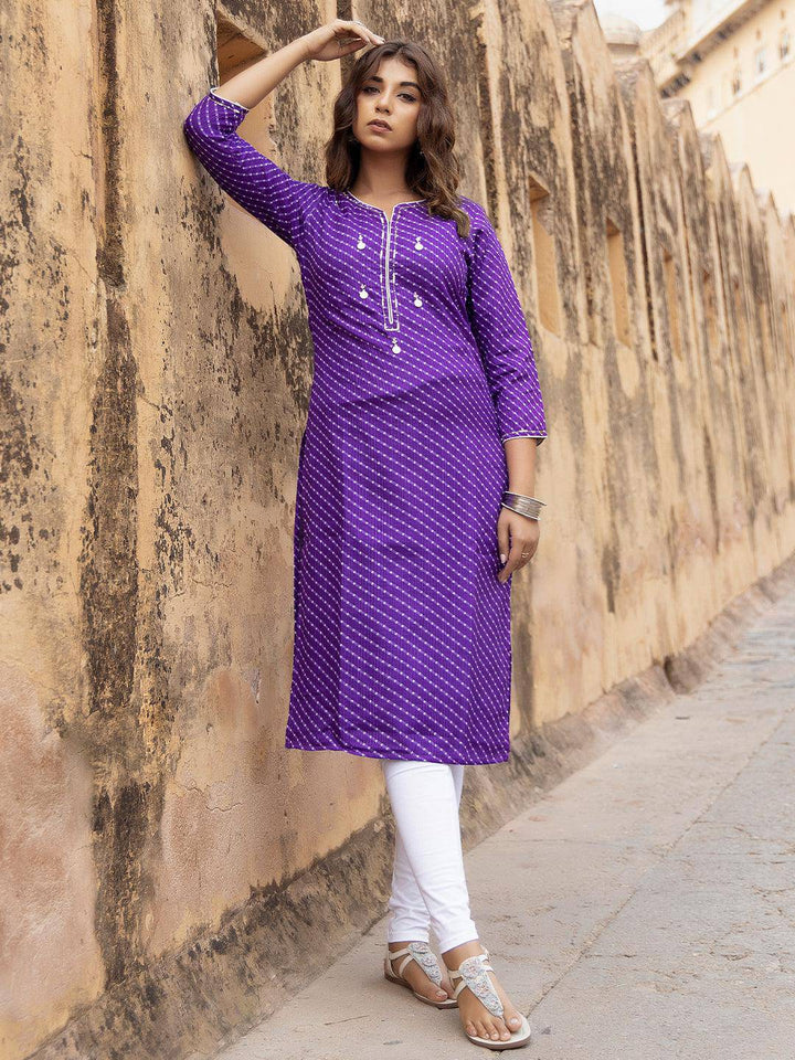 Pri Purple Leheriya Kurta - Uboric