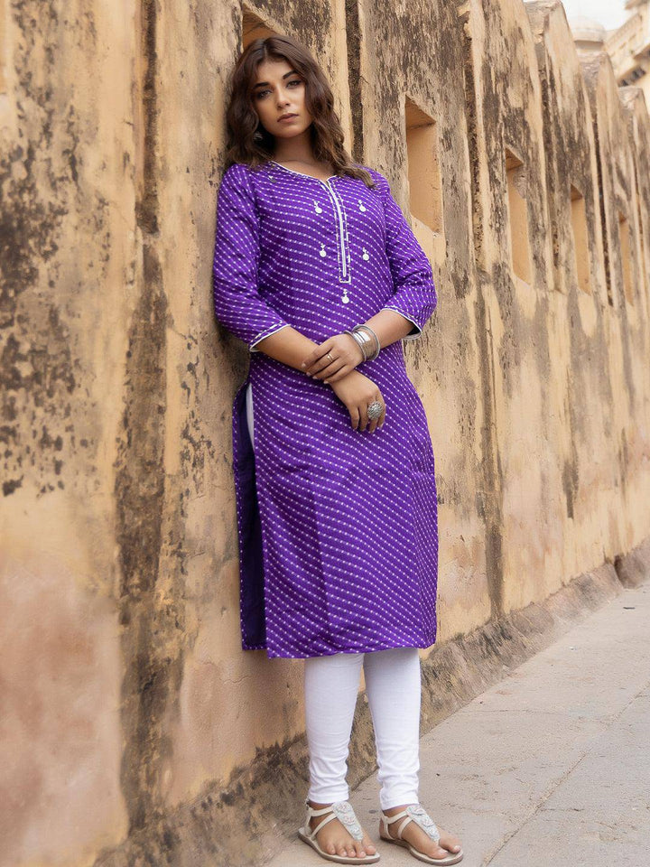 Pri Purple Leheriya Kurta - Uboric