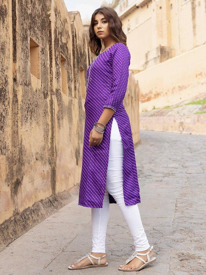 Pri Purple Leheriya Kurta - Uboric