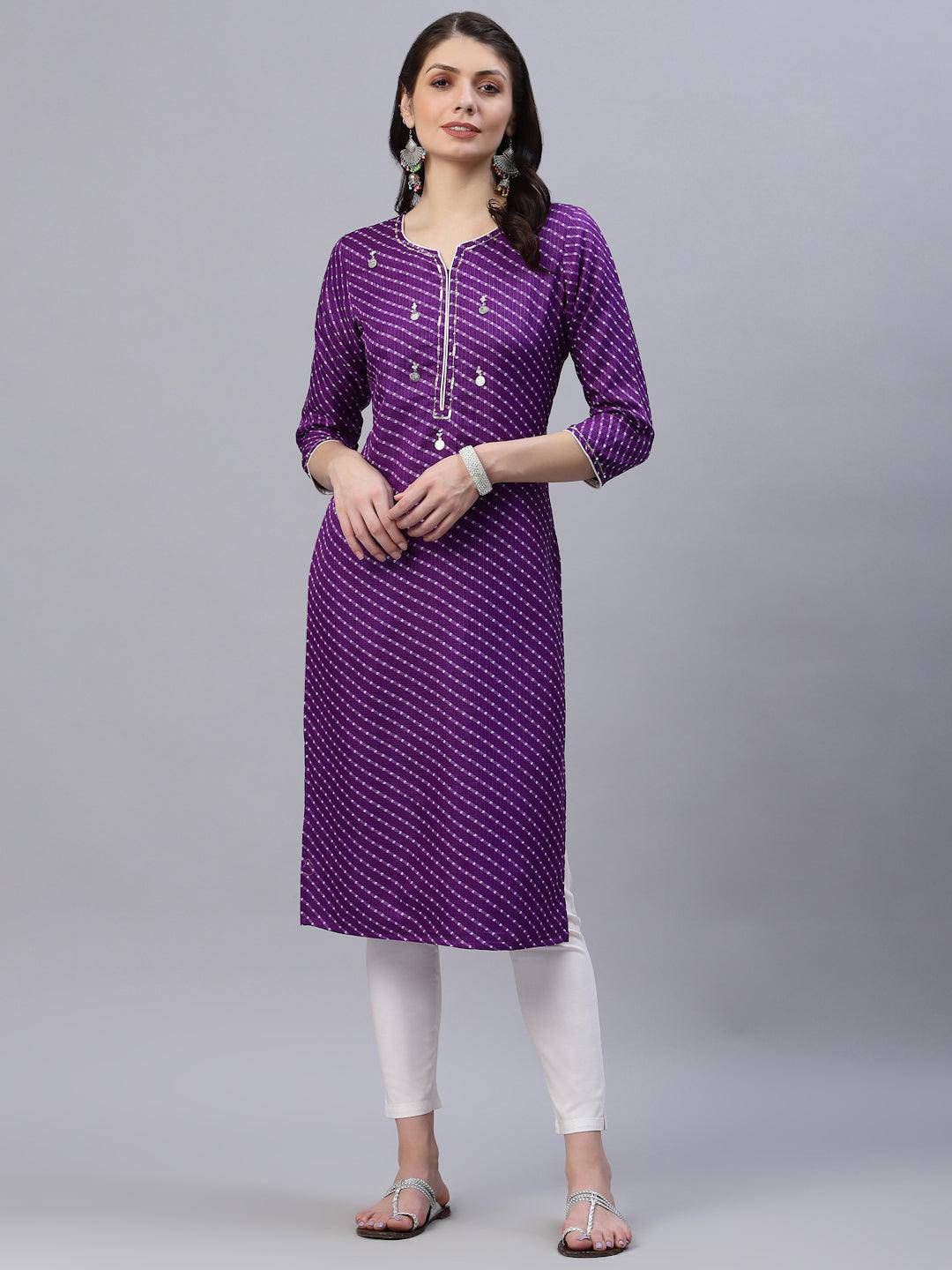 Pri Purple Leheriya Kurta - Uboric