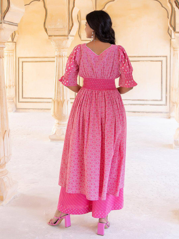 Prism Pink Cotton Palazzo Set - Uboric