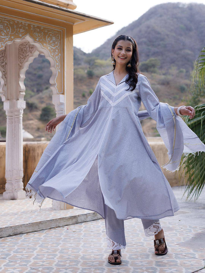 Raindrops Grey Kurta Set - Uboric