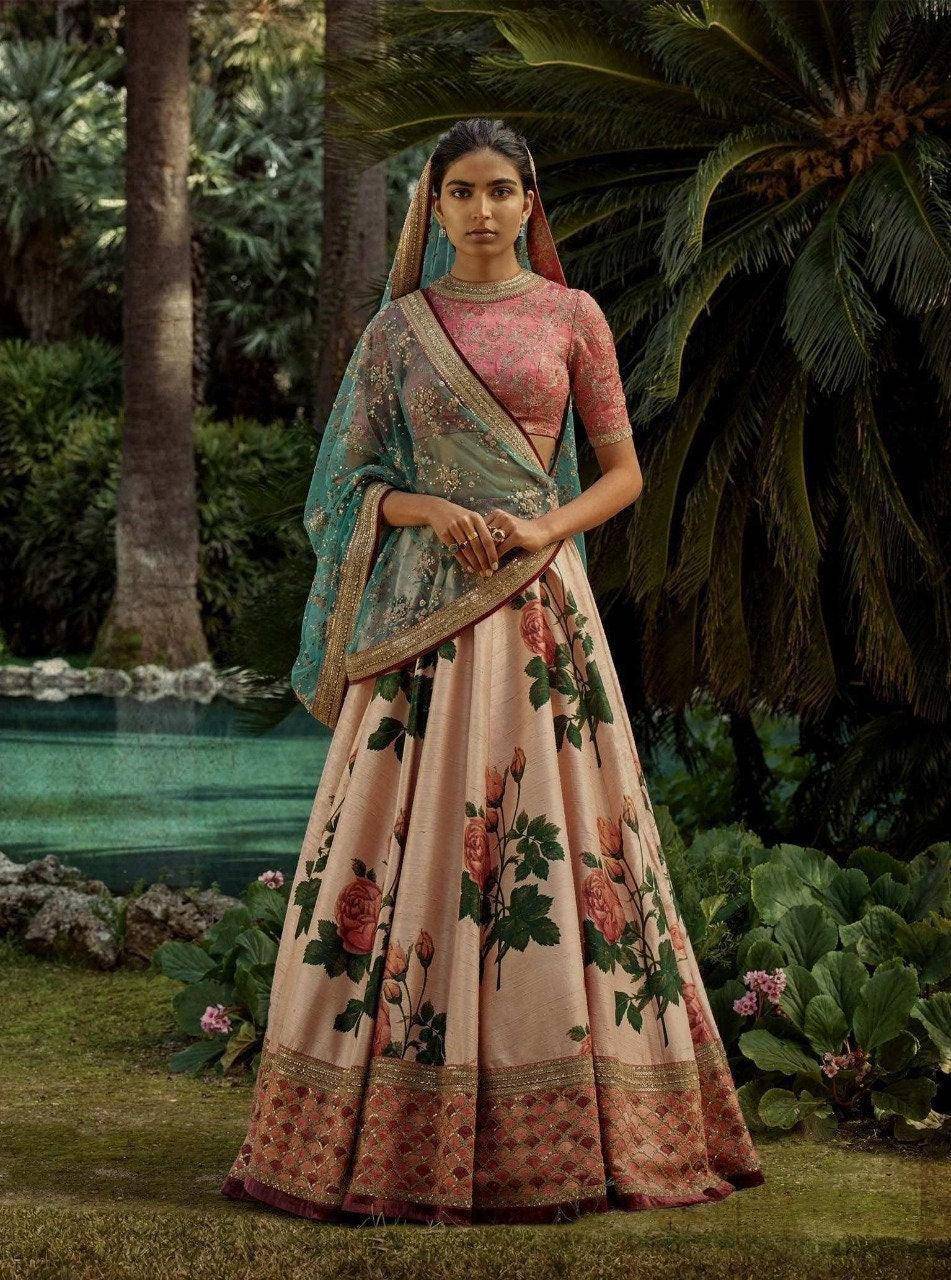 Sabyasachi Art silk Lehenga Choli for Woman Designer Ghaghra Choli Indian Wedding Bridal Lahnga Choli Party Wear Silk Lengha Choli (Ready to Wear) - Uboric