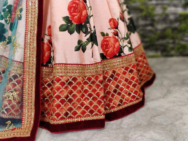 Sabyasachi Art silk Lehenga Choli for Woman Designer Ghaghra Choli Indian Wedding Bridal Lahnga Choli Party Wear Silk Lengha Choli (Ready to Wear) - Uboric