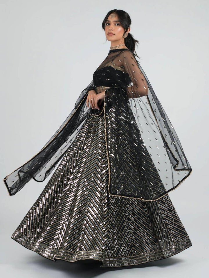 sabyasachi designer black lehenga choli for women lehenga choli with heavy sequence embroidery work wedding wear party wear, lehenga choli - Uboric